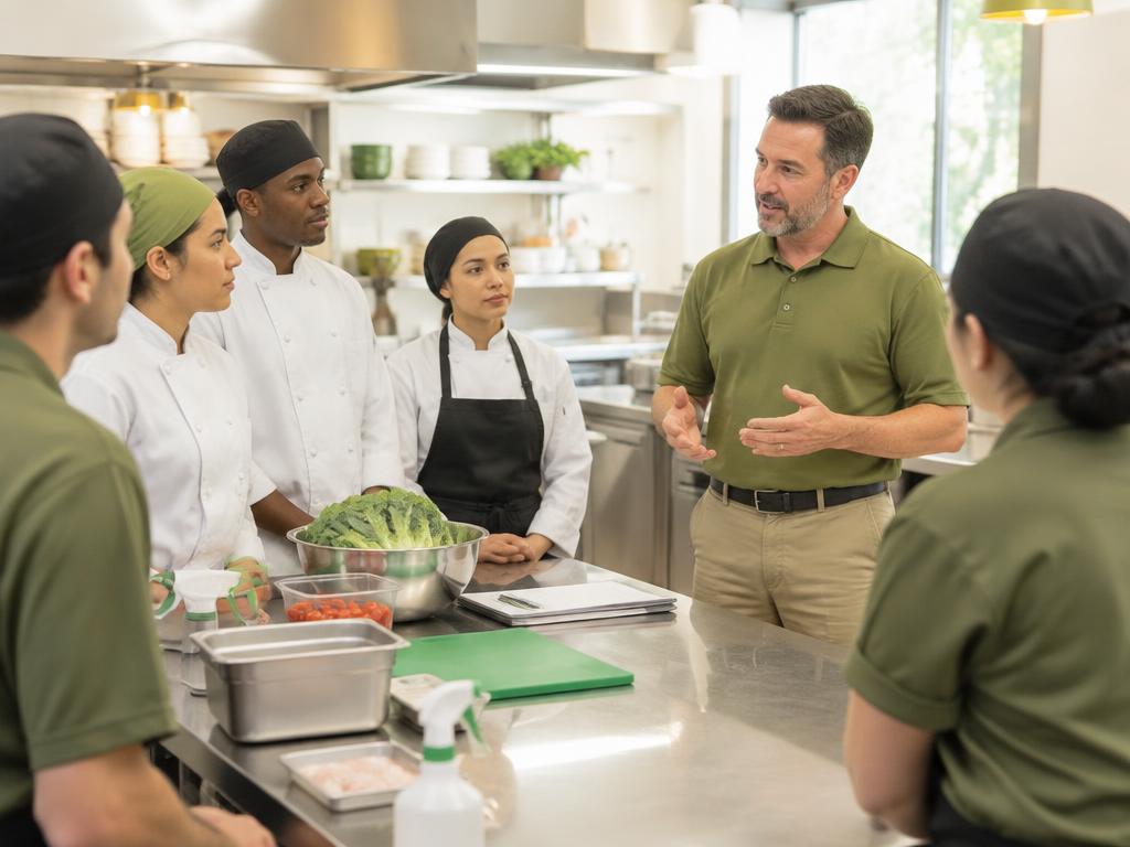 Cocina profesional durante una clase de certificación